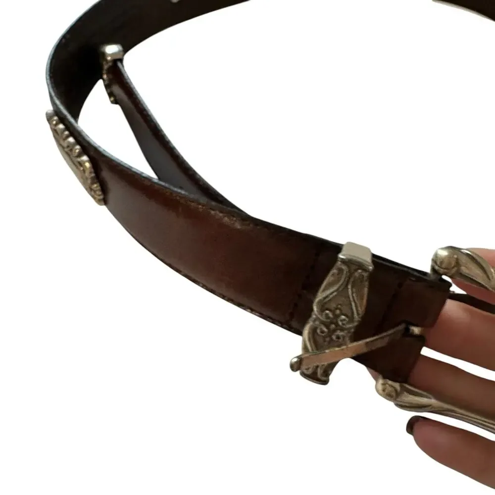 Vintage 90s Y2K Fossil Leather Belt 33 in long 1 in wide Western Boho Preppy
